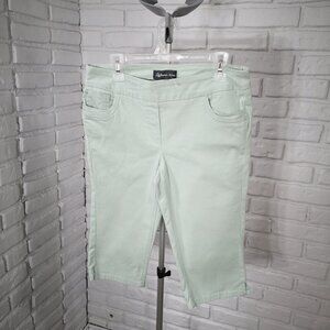 Reitmans Jeans Ladies Size 10 Petite Mint Green Pull On Style Capri Pants